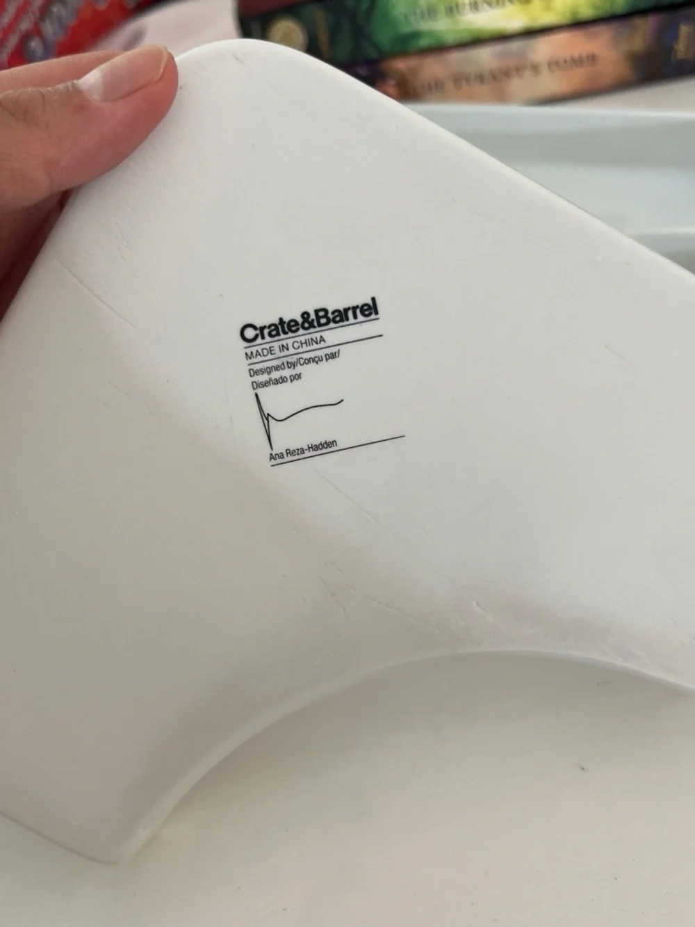 Crate&Barrel White Ceramic Serving Piece with Designer Marking - Set of 3